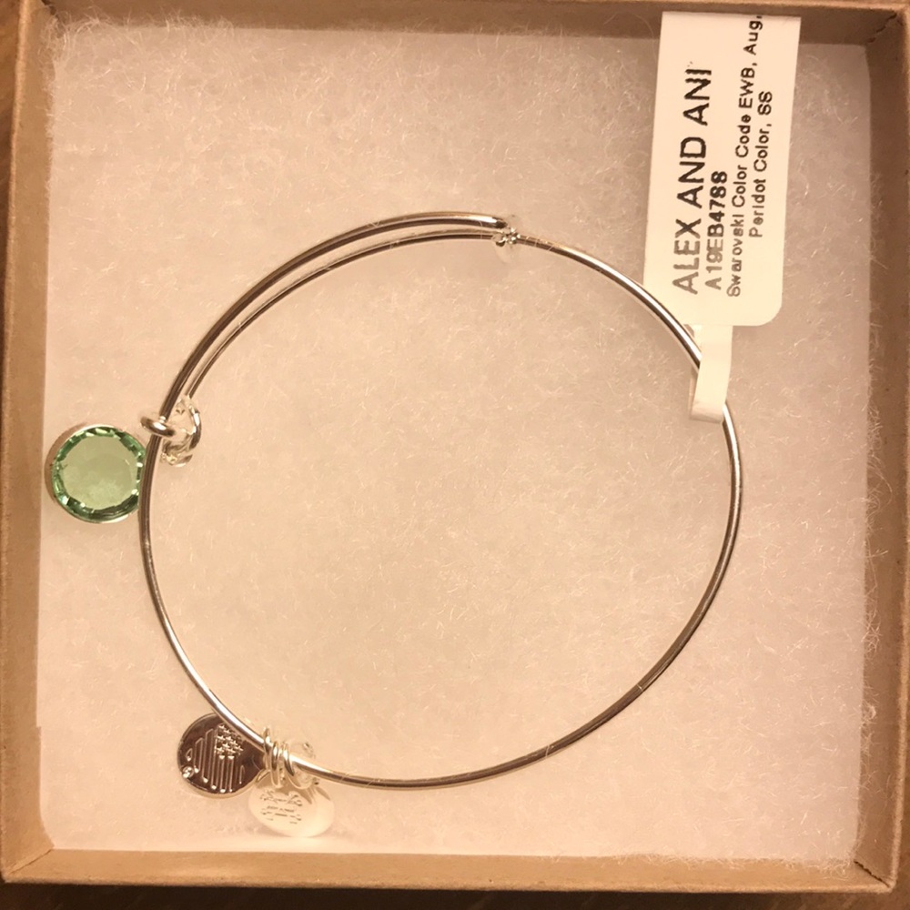 Swarovski Alex and Ani peridot Aqua August birthstone bracelet NWT